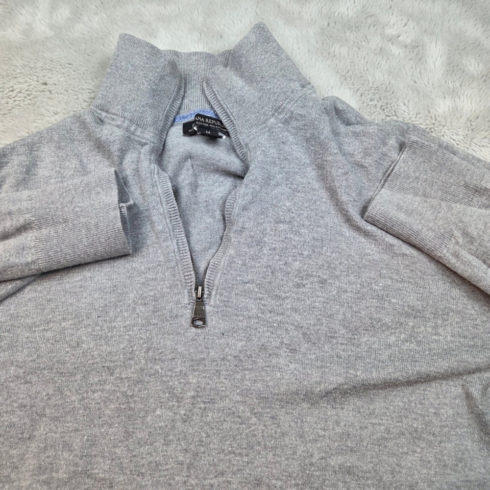 Banana Republic Pima Cashmere Blend Quarter Zip Sweater Mens Medium Gray